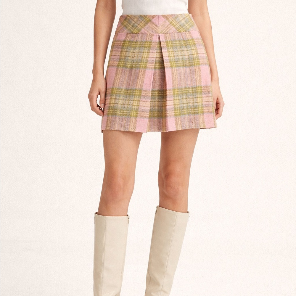 Clueless Style Vintage Wool Plaid Pink Women's Skirt